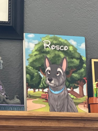 Customer photo review of Custom Hand-Drawn Cartoon Pet Portrait