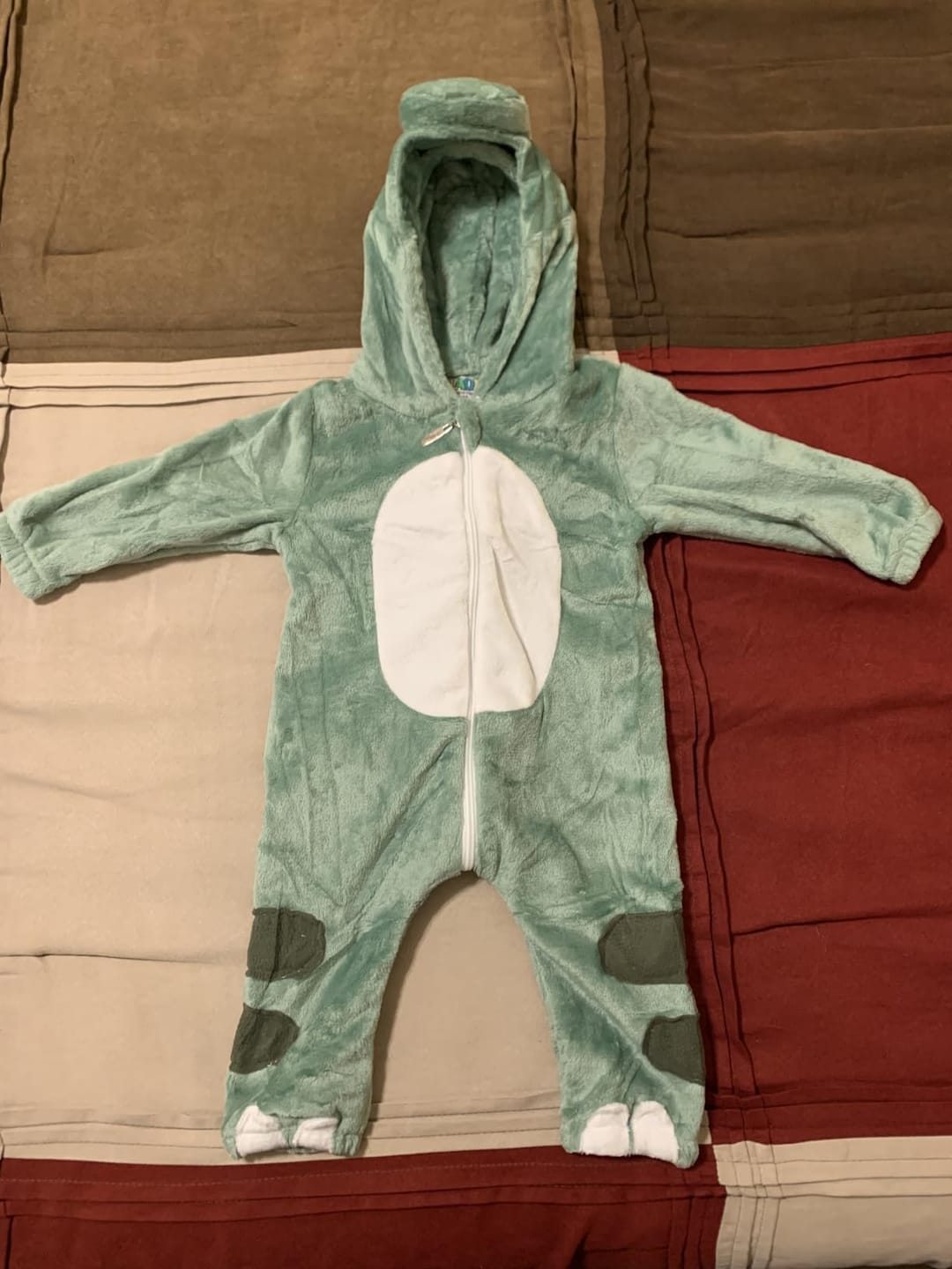 Customer photo review of OLAOLA Baby's Dinosaur Animal Onesie Plush Soft Flannel Warm Home Pajamas One-Piece Sleepwear