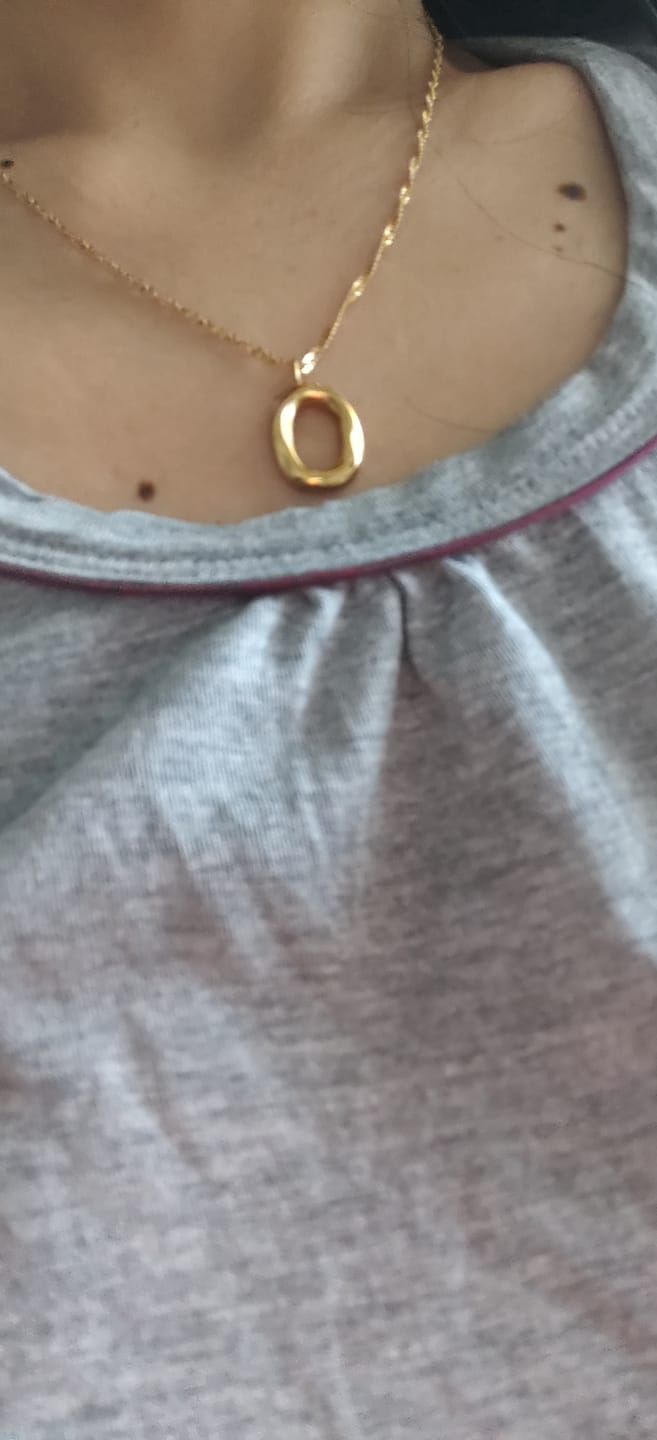 Customer photo review of Wobbly Oval Necklace