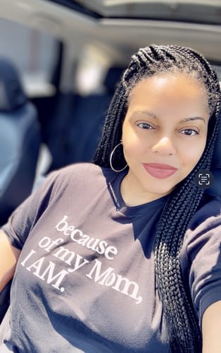 Customer photo review of Because of Mom Unisex Premium T-shirt