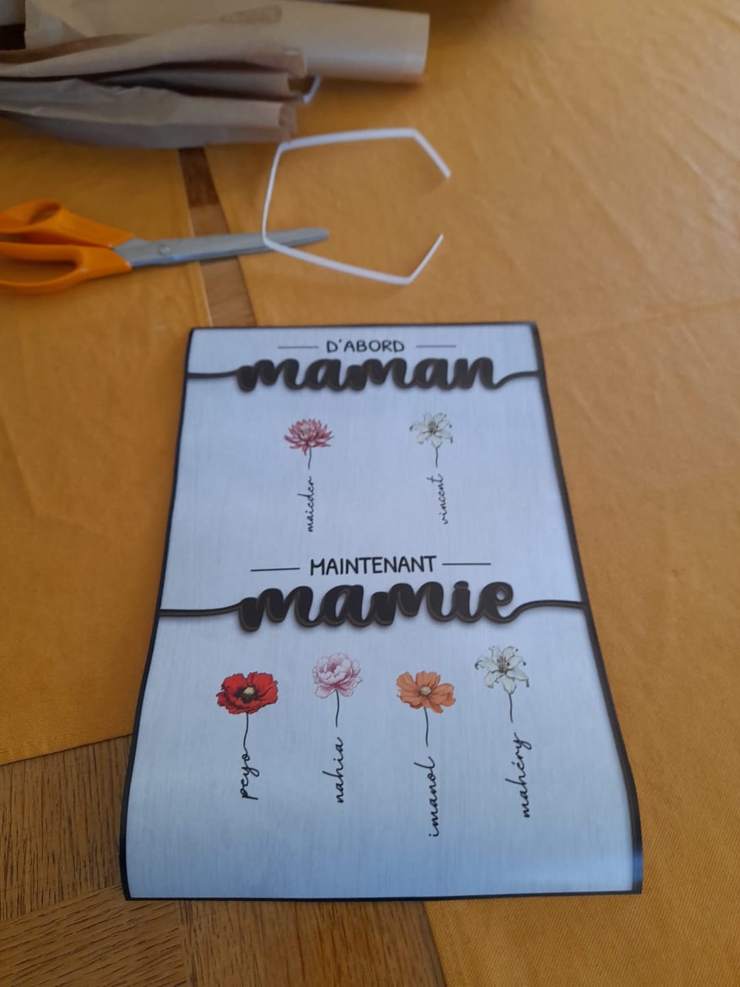 Customer photo review of D'abord maman, maintenant mamie - Poster personnalisé avec prénoms et fleurs