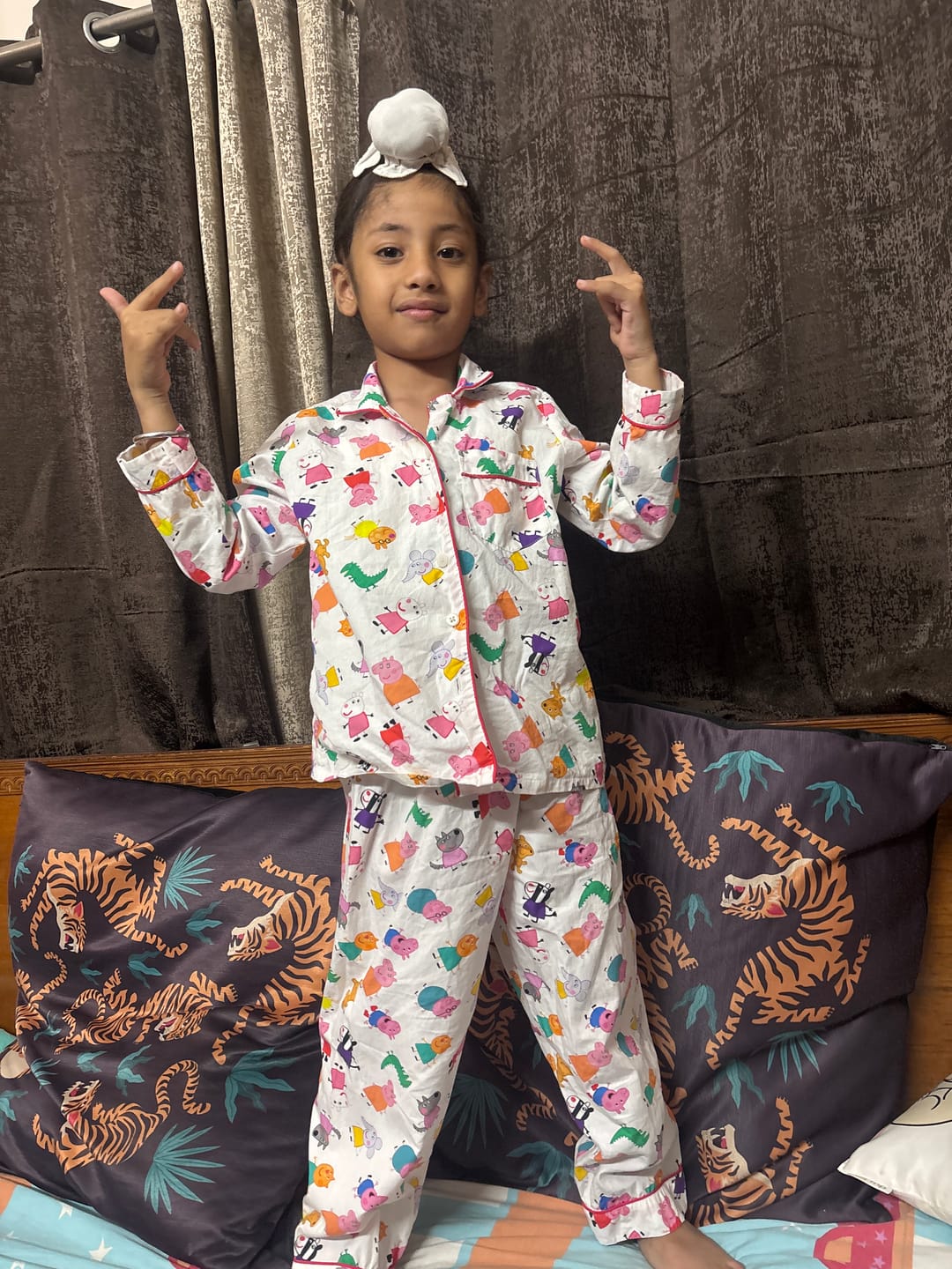 Customer photo review of White Doodle Peppa Pig Night Suit