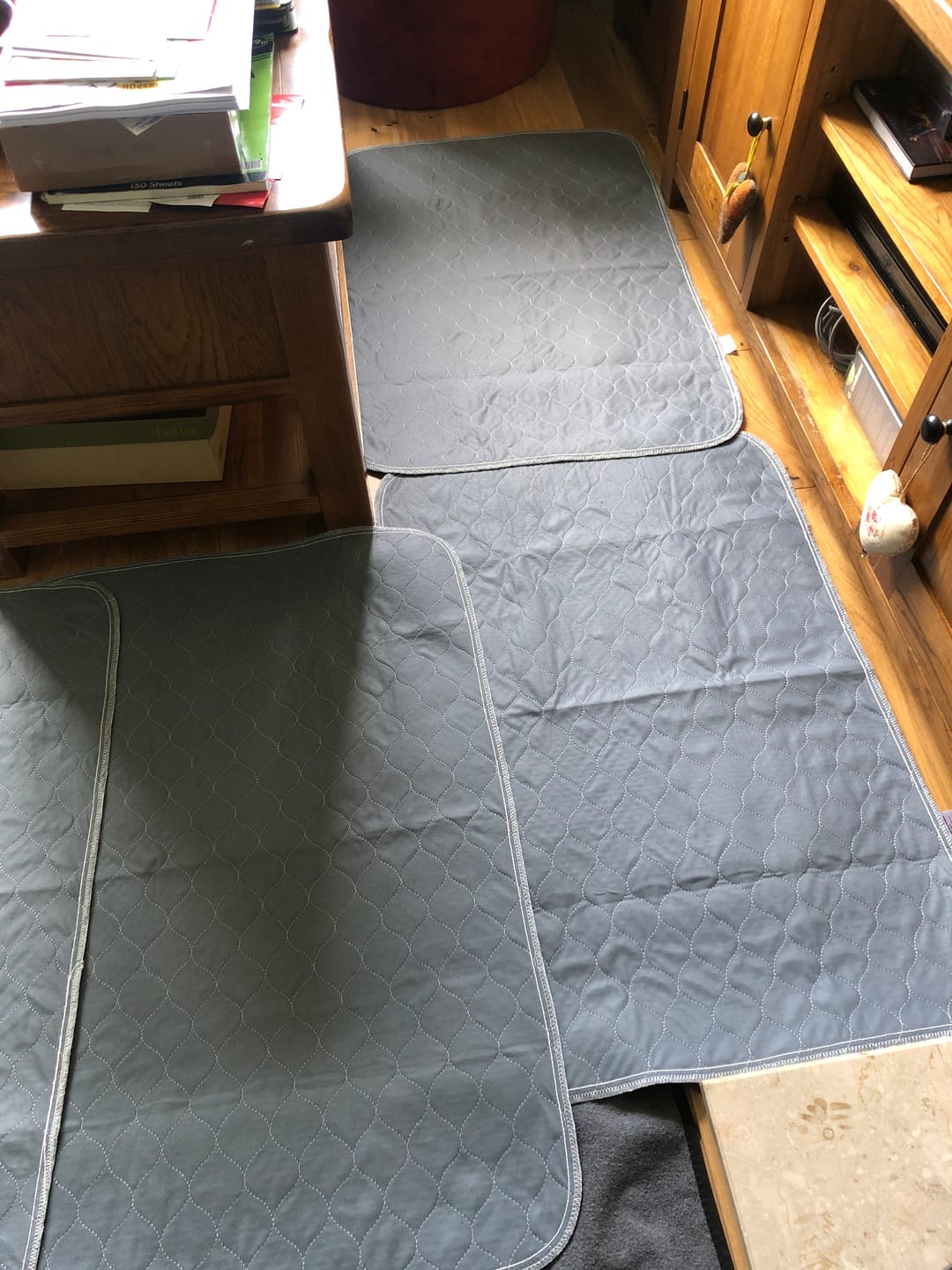 Customer photo review of Two Pack of Large Reusable, Washable, Pet Pads in Grey (60cm x 90cm)