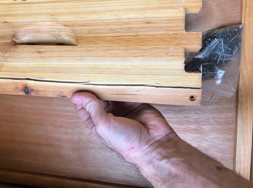 Customer photo review of MayBee Hives Cedar Wood 10 Frame 3 Layer Wax Coated Langstroth Beehive Includes 2 Deep Hive Bee Boxes and 1 Honey Super box with Pine Wooden Frames and Beeswax Plastic Foundation (NO LOGO)