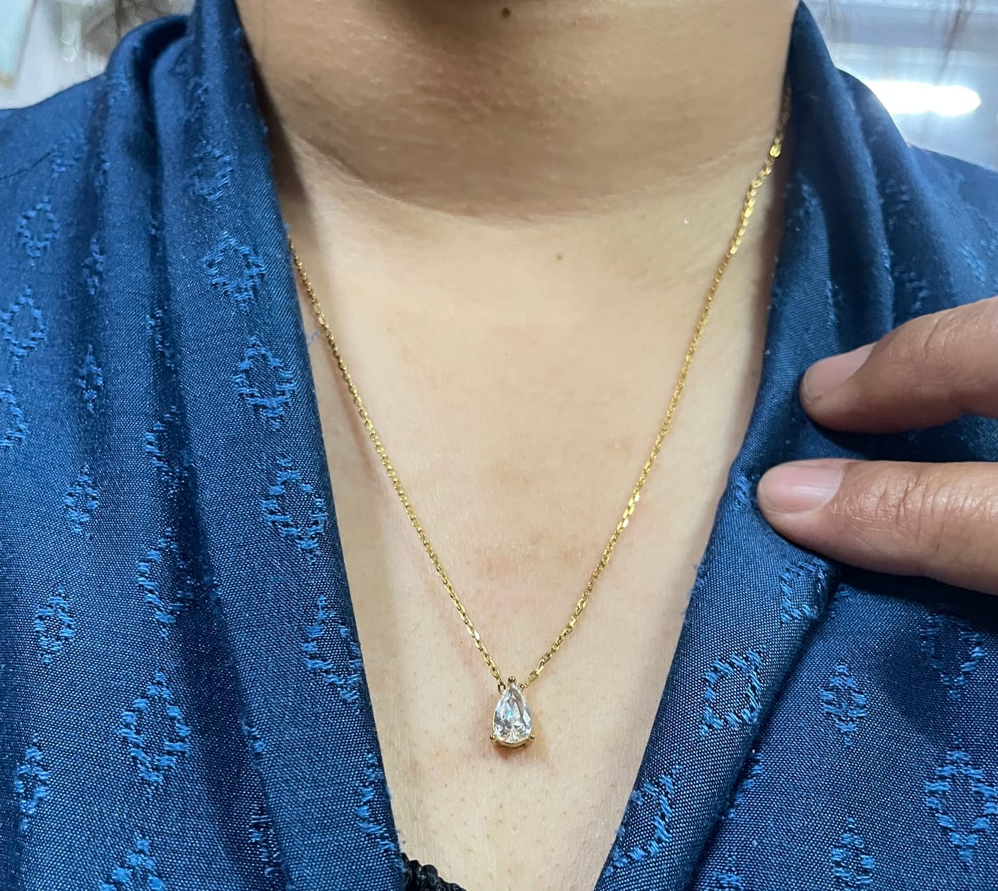 Customer photo review of Dewdrop solitaire necklace