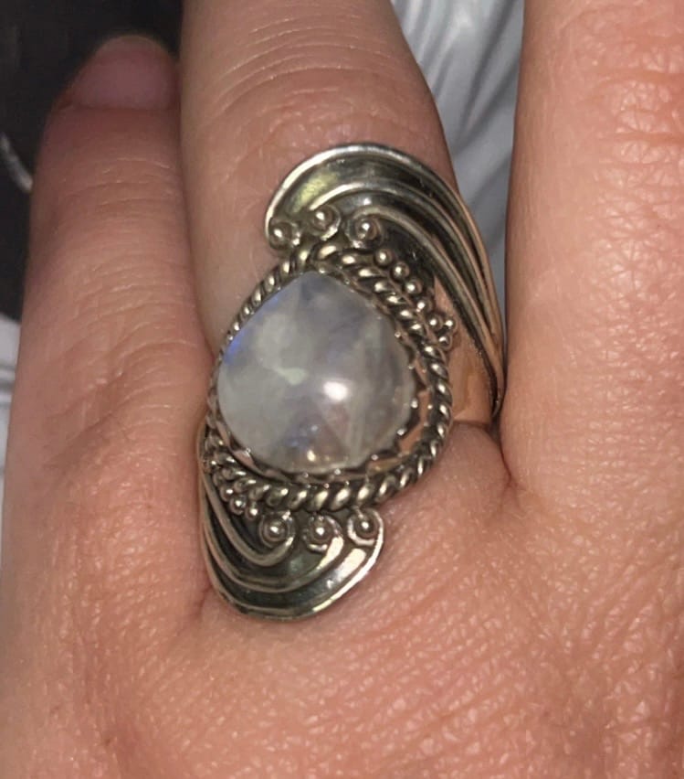 Customer photo review of Bohemian Teardrop Moonstone Ring