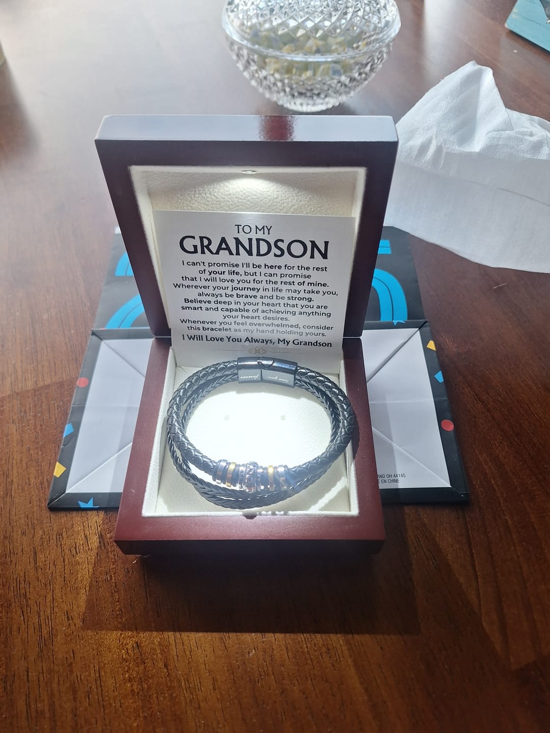 Customer photo review of To My Grandson | Braided Leather Bracelet Gift Set - SS585