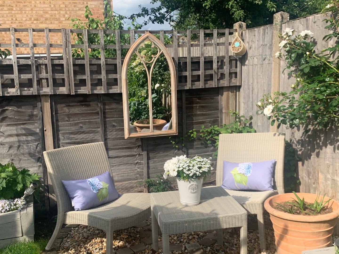 Customer photo review of Outdoor Garden Waterproof Rectangle Cushion - Birds On Elderflower