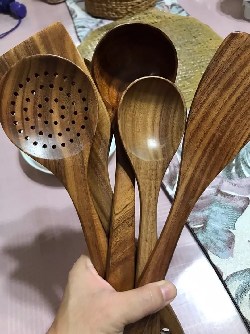 Customer photo review of Wooden Teak Utensils Set - 50% OFF SALE
