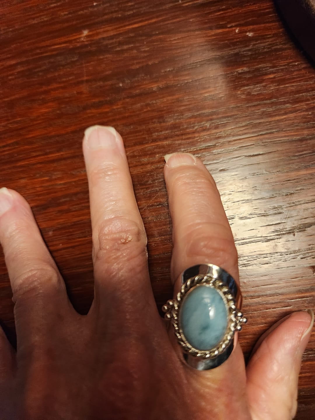 Customer photo review of Larimar Sterling Silver Boho Ring for Women
