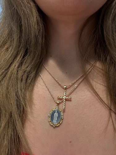 Customer photo review of Vintage French Cross necklace