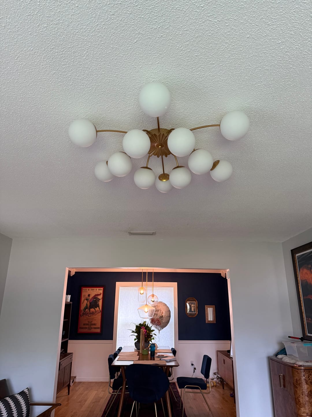 Customer photo review of Blossom 12-Light Opal Glass Bubble Semi Flush Chandelier