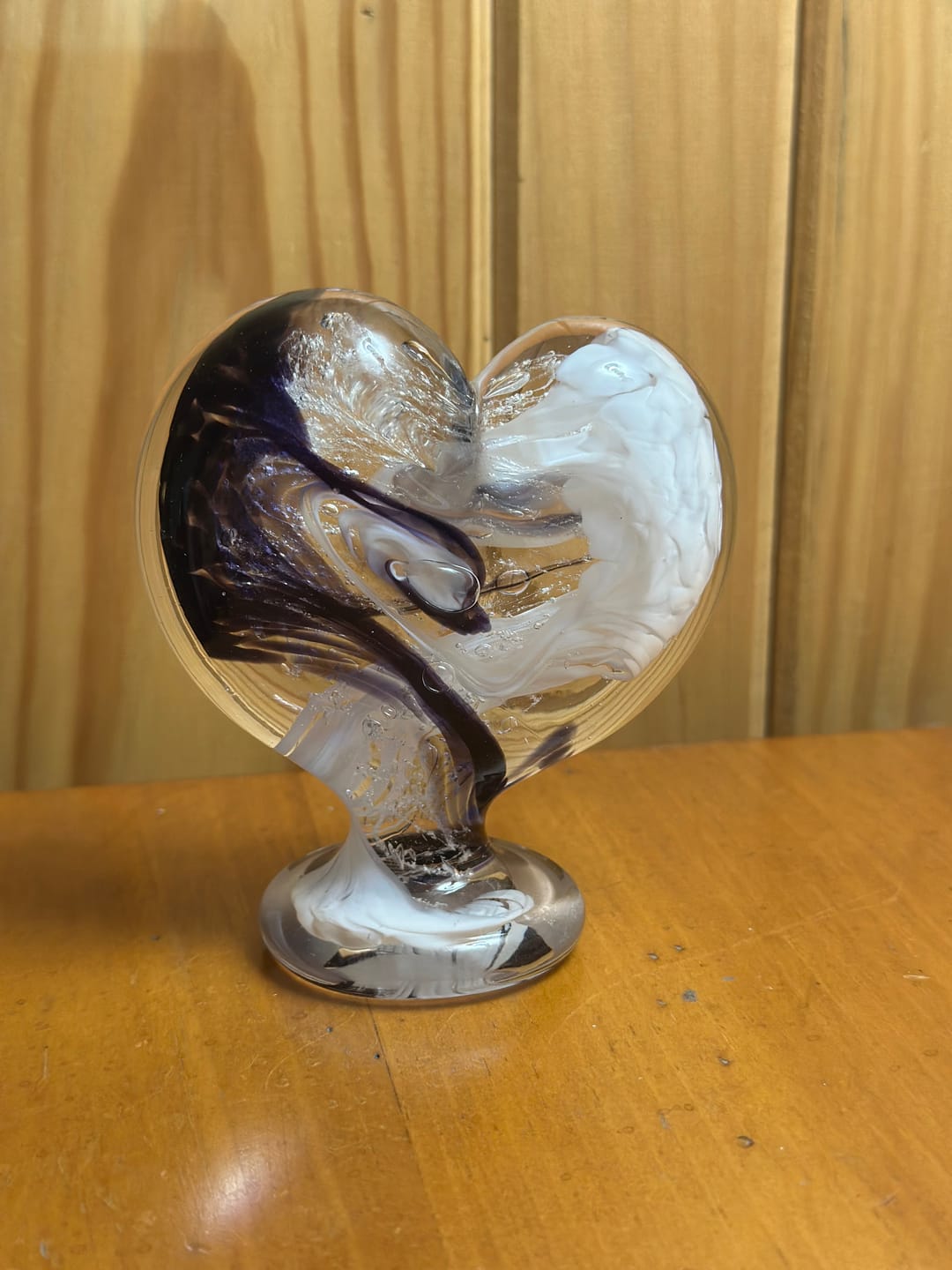 Customer photo review of Glass Heart with Cremation Ash - Standing