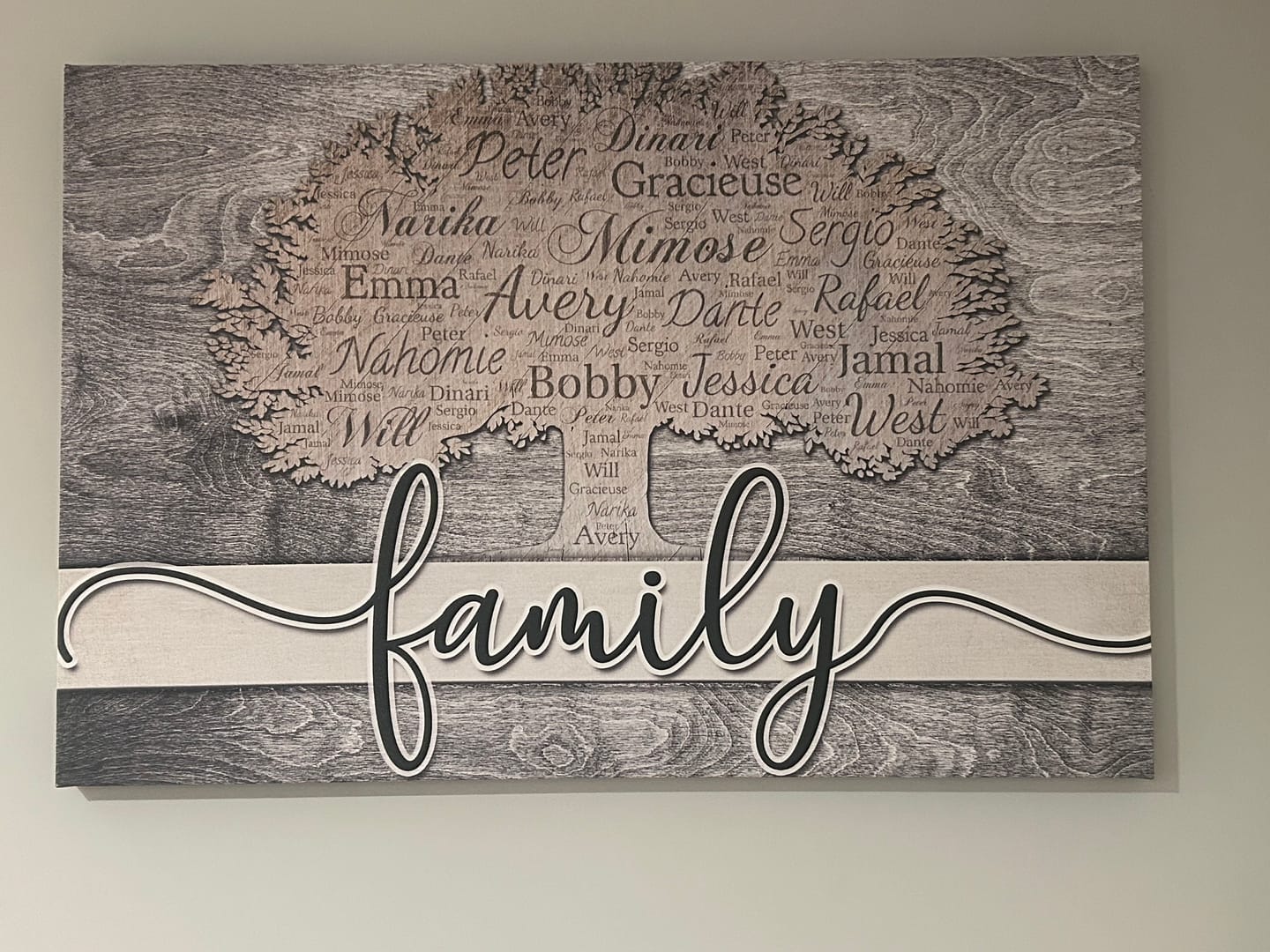 Customer photo review of Personalized Names on Tree "Family" Premium Canvas