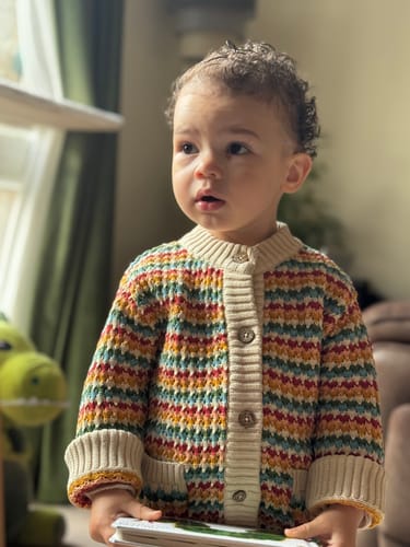 Customer photo review of From One To Another Rainbow Days Knitted Cardigan