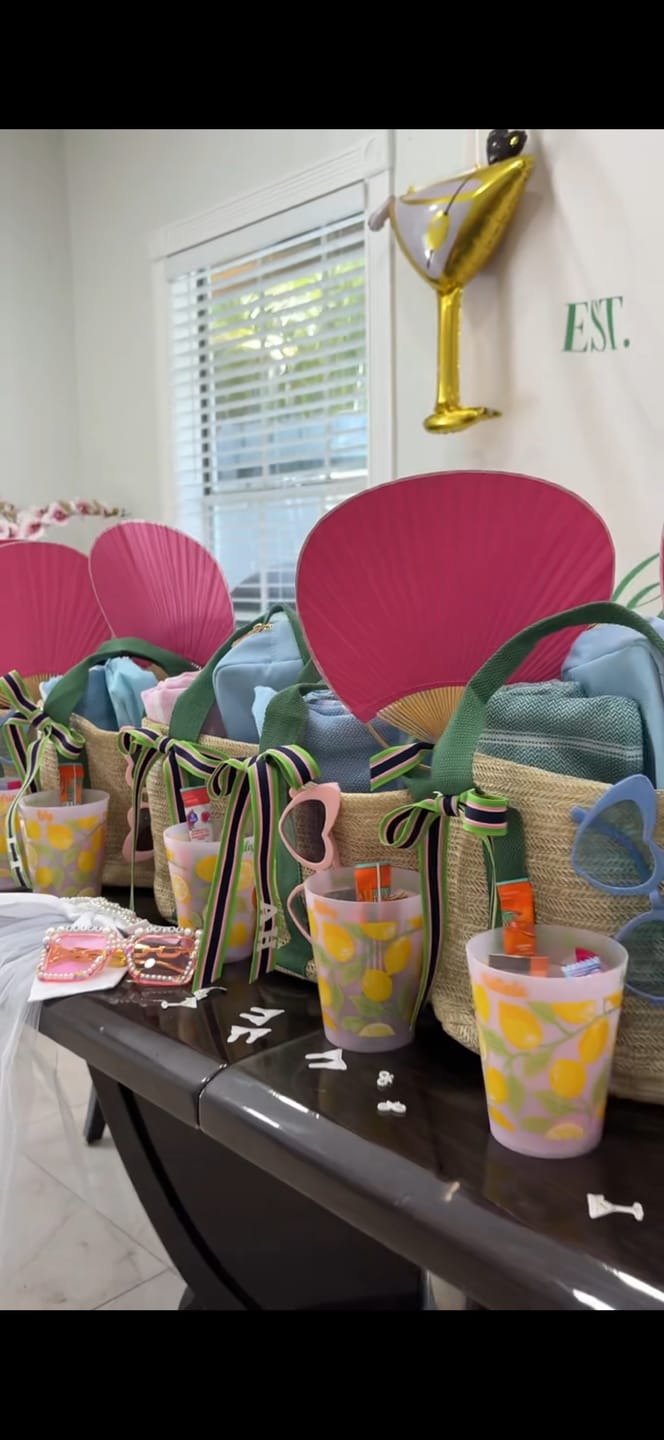 Customer photo review of 9" Fuchsia / Hot Pink Paddle Paper Hand Fans for Weddings (10 Pack)