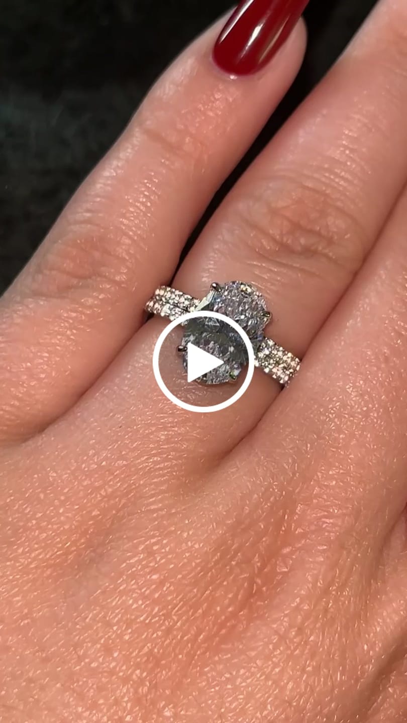 Customer video review of S925 4.0 Carat Oval Cut Wedding Ring Set With Hidden Halo Promise Ring Classic Half Wedding Band