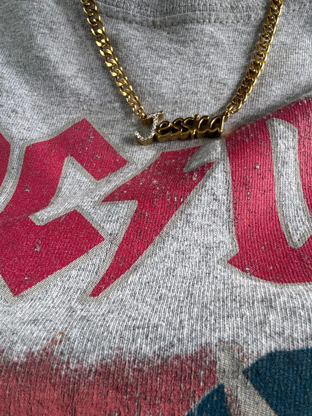 Customer photo review of Thick Nameplate Necklace w/ Cuban Chain
