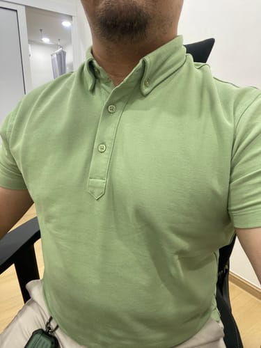 Customer photo review of Dante Polo Button Down Short Sleeve - Moss Green