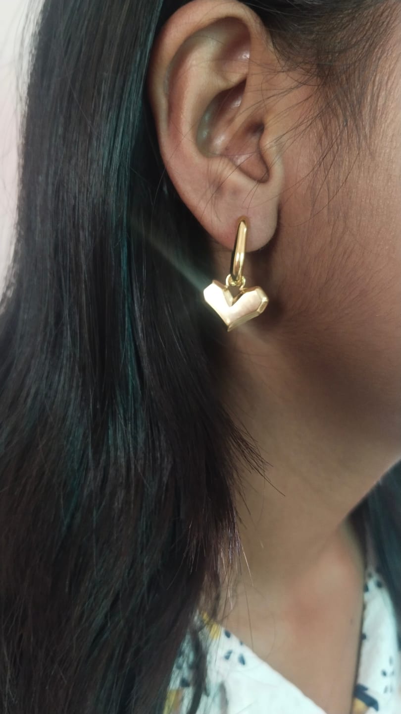Customer photo review of Peripheral Heart Earrings