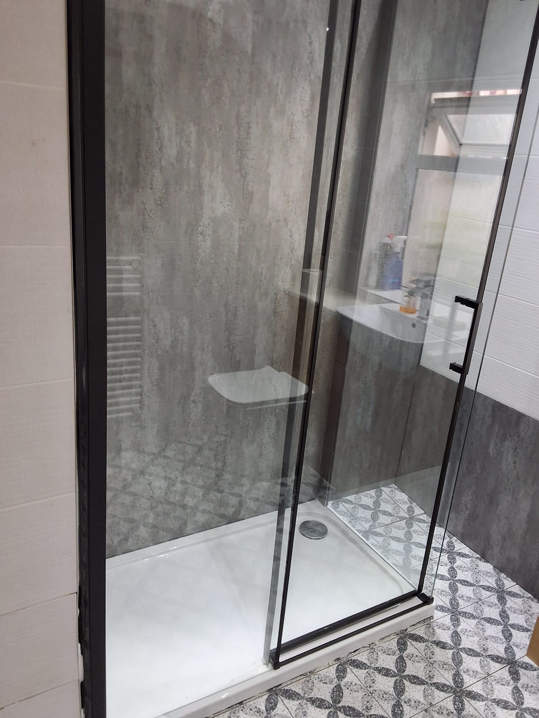 Customer photo review of Premium Black Graphite Matt Shower Wall Panel – 1M x 2.4M