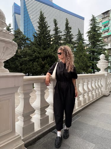 Customer photo review of Women's Summer Black Loose Jumpsuit