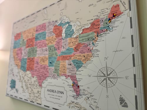 Customer photo review of Pinnable USA Journey Map • Multi-Colored