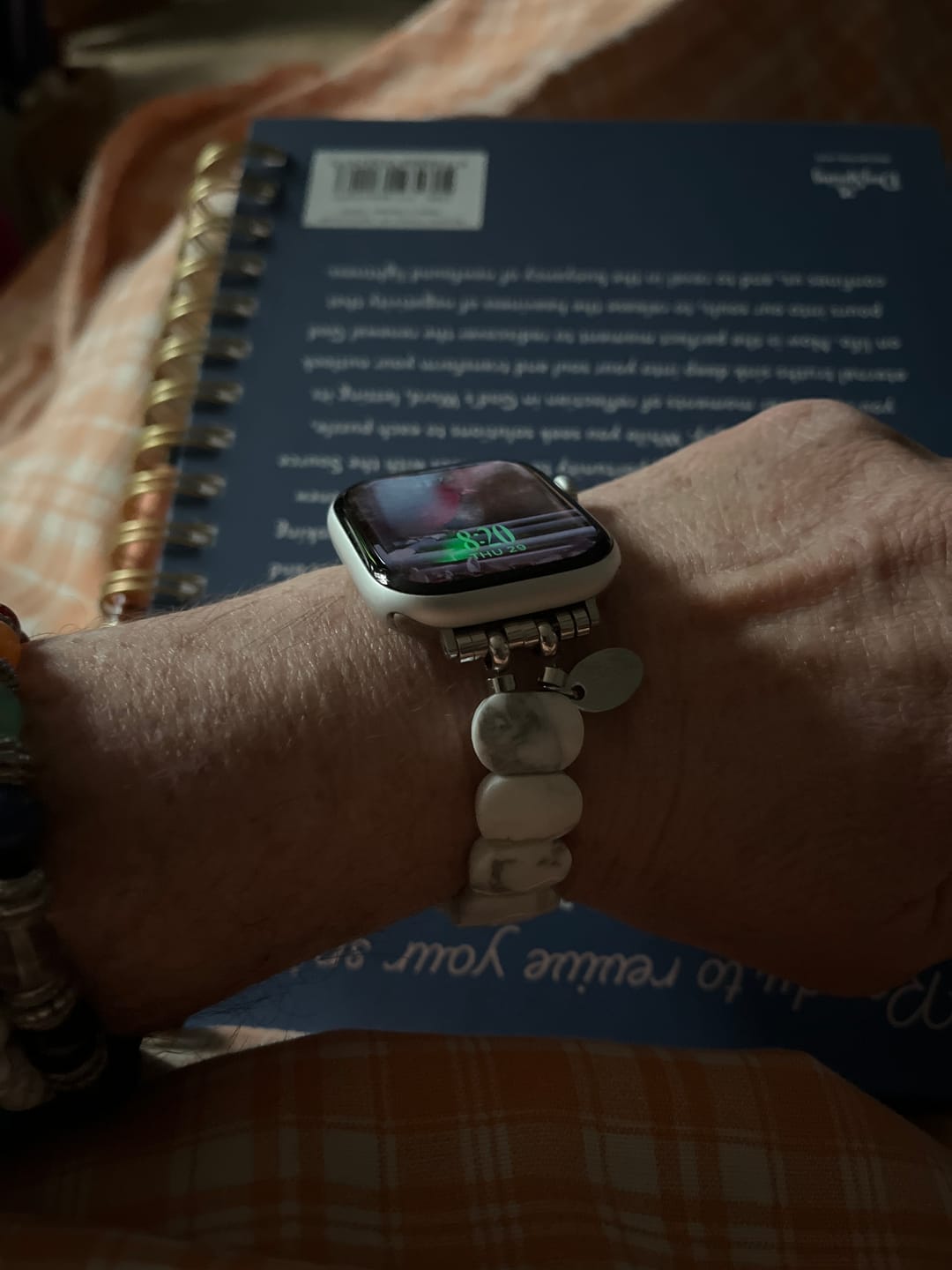 Customer photo review of Whimsical Howlite Stretch Apple Watch Strap