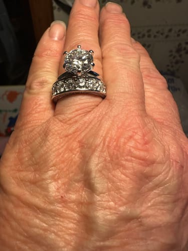 Customer photo review of Classic Solitaire Moissanite Six-Prong Sterling Silver Engagement Ring