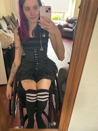 Customer photo review of Grunge Doll Stripes Flared Romper Dress 2.0