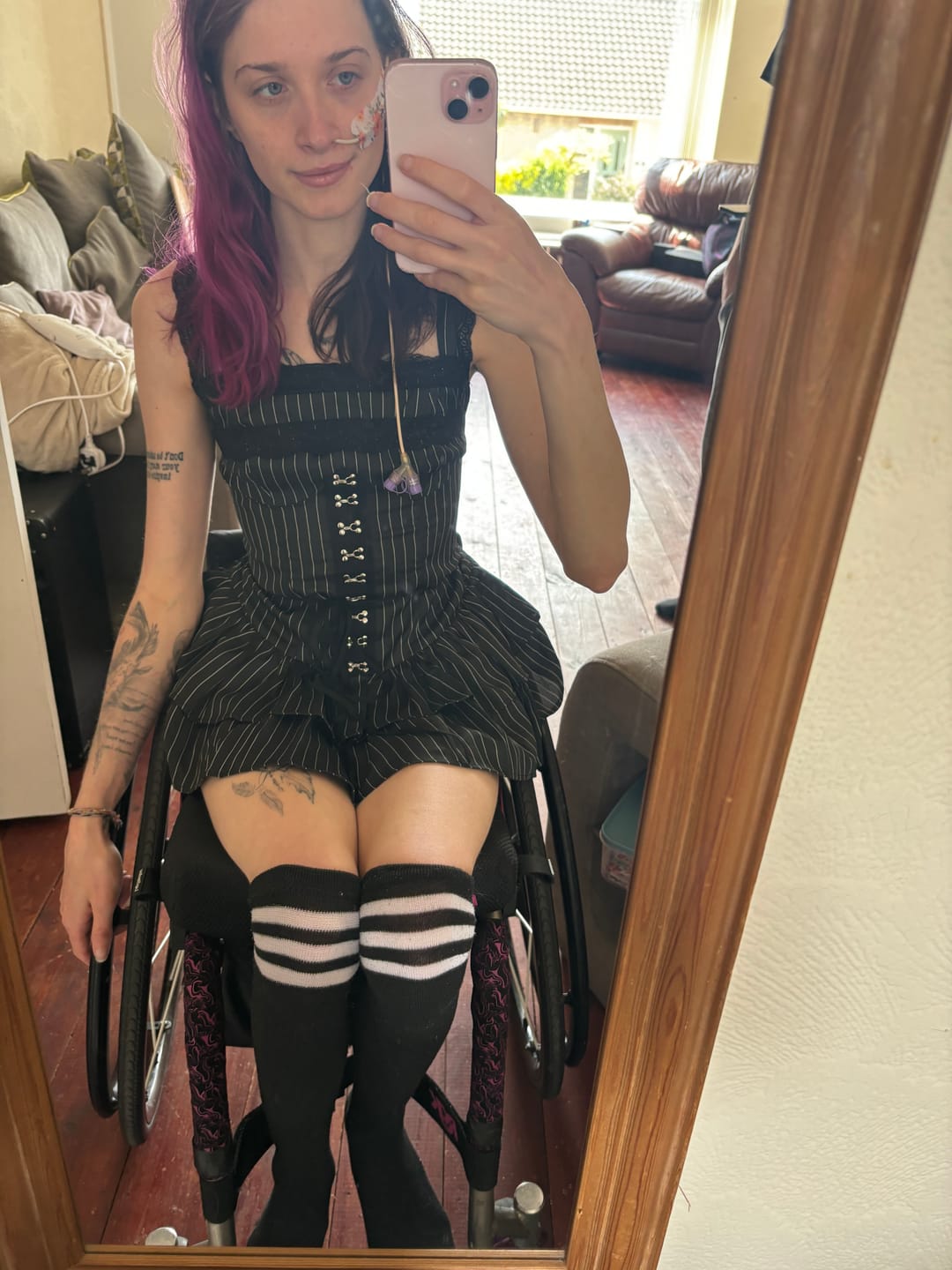Customer photo review of Grunge Doll Stripes Flared Romper Dress 2.0