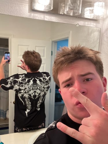 Customer photo review of Abyssal Bloom Oversized T-shirt [VOID BLACK]
