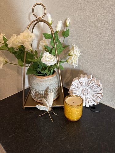 Customer photo review of Depression Glass Amber Jar Candle