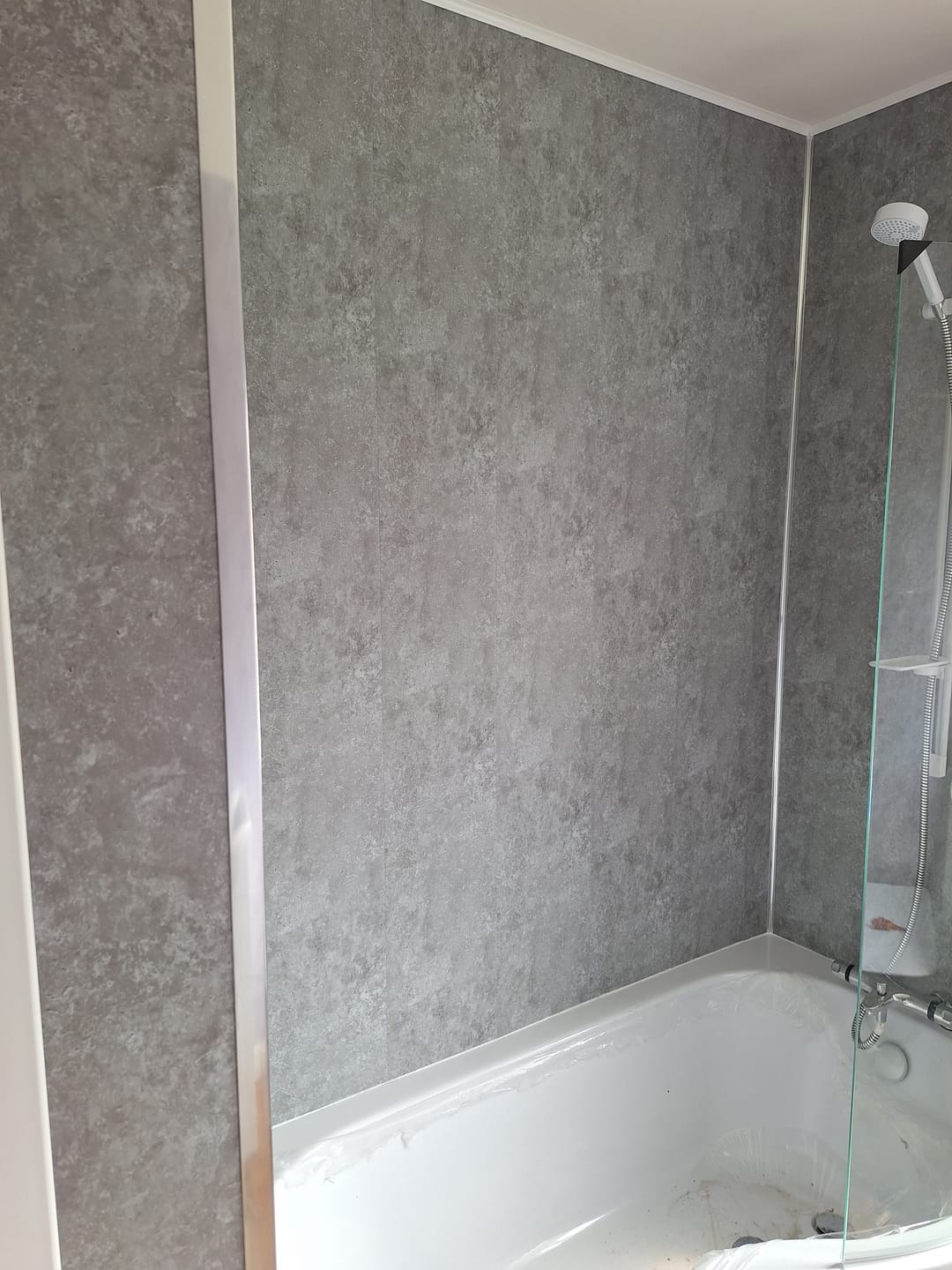 Customer photo review of 8mm Light Concrete Bathroom Wall Panel 2.6M