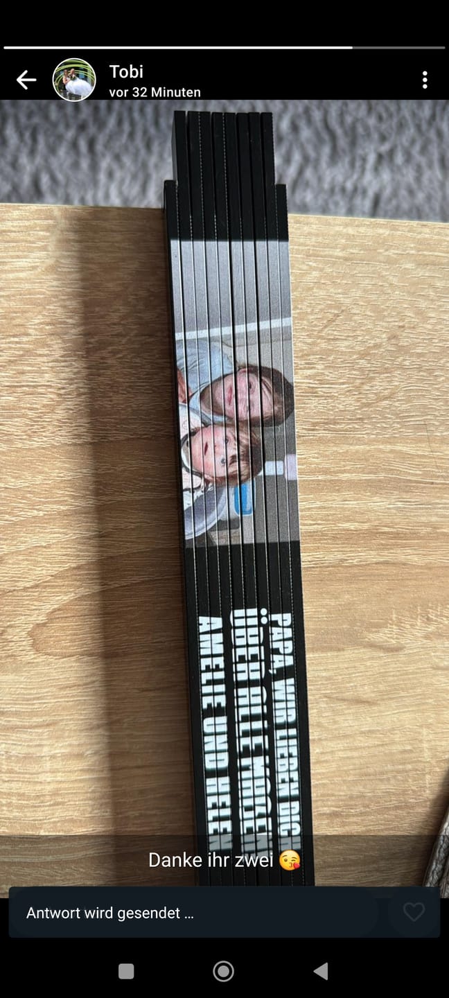Customer photo review of Unser Papa - Personalisierter Zollstock mit eigenem Foto für Papa und Opa