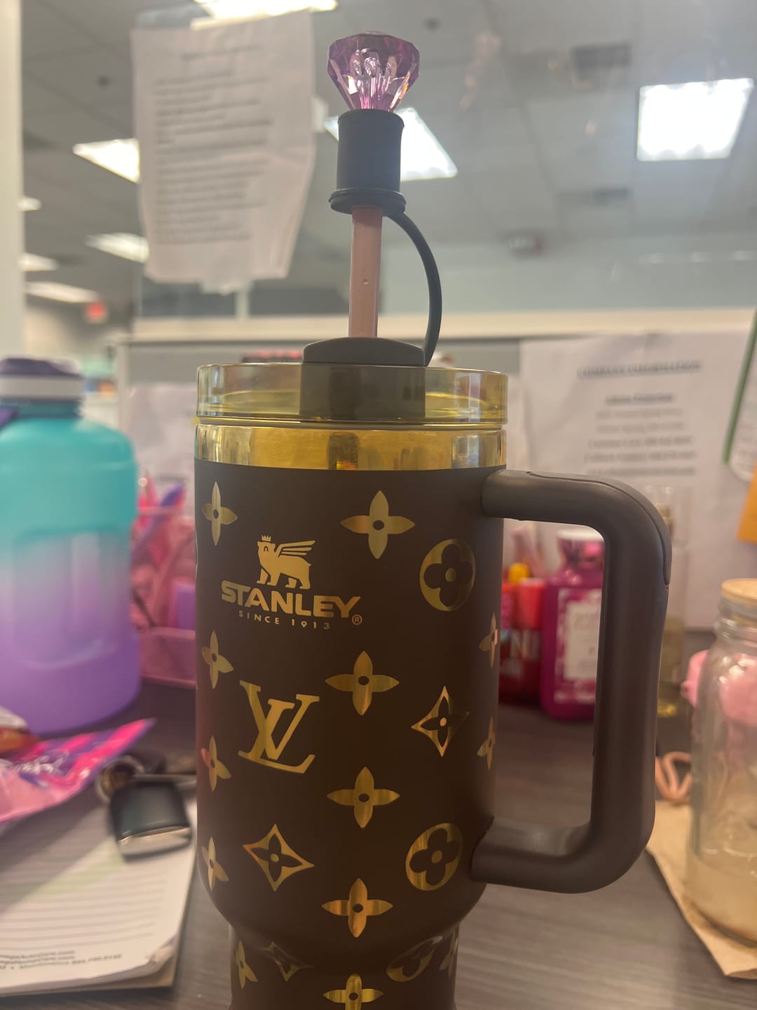 Customer photo review of Luxe Tri-Color Crystal Gem Straw Toppers (3-Pack)