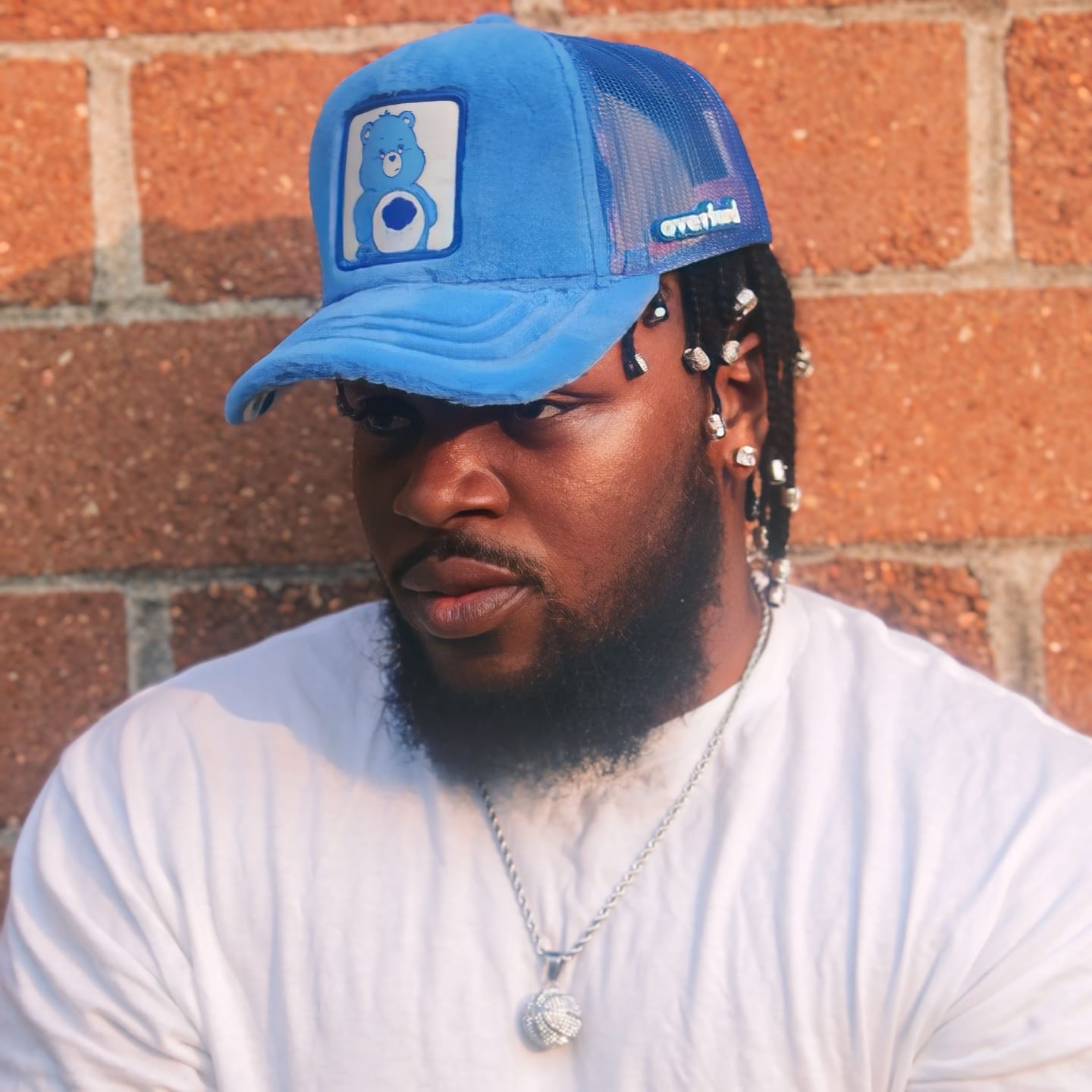 Customer photo review of OVERLORD X Care Bears:  Grumpy Bear Trucker Cap