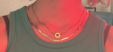 Customer photo review of Halo Disc Pendant With Stone