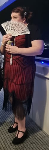 Rebecca C. review of Plus Size Red & Black Beaded Stella Flapper Dress image 2 out of 2