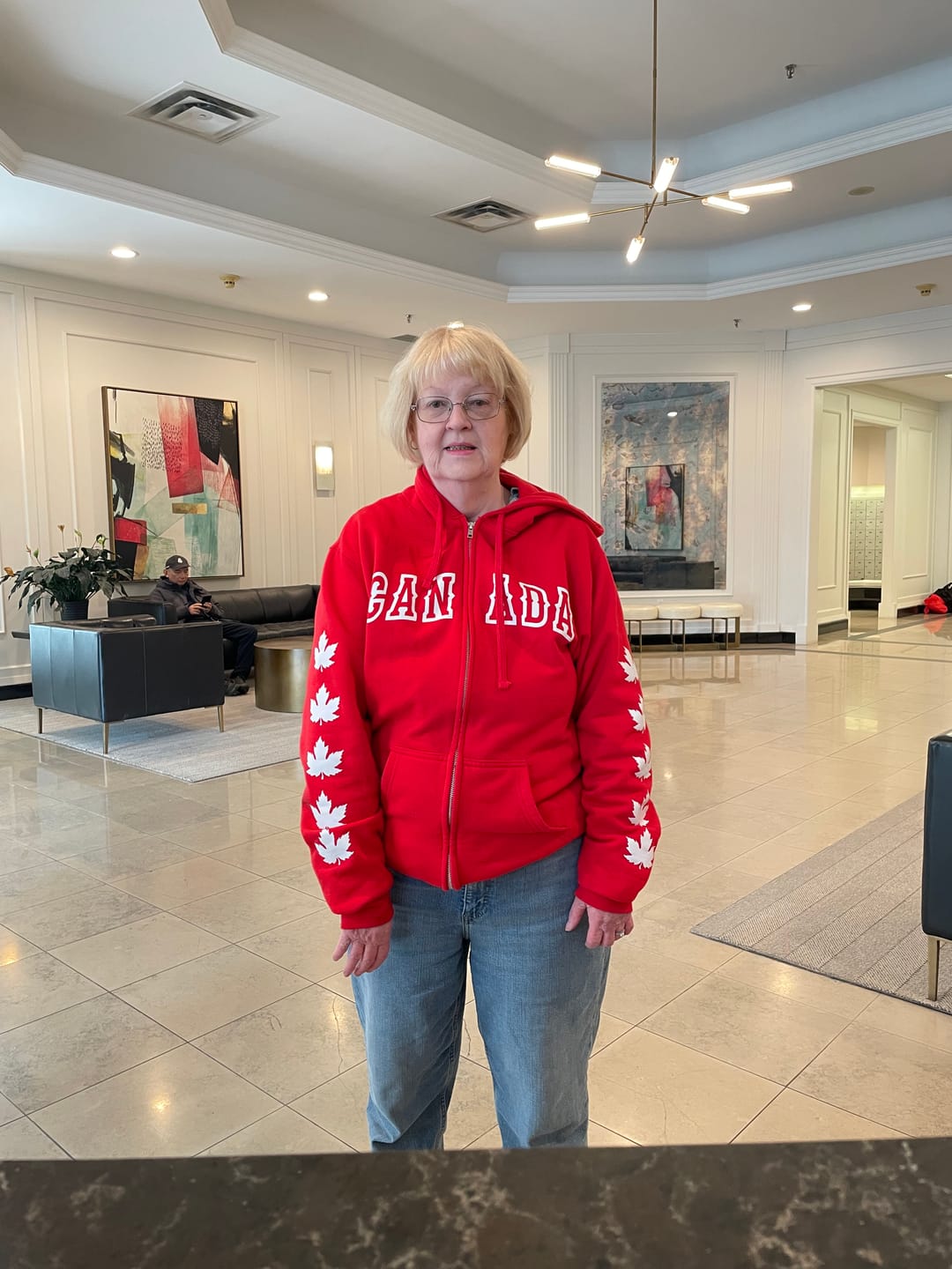 Customer photo review of Canada Maple Leaf Sleeve Zip Hoodie