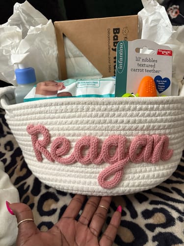 Customer photo review of Baby Knits™ Personalized Knitted Basket