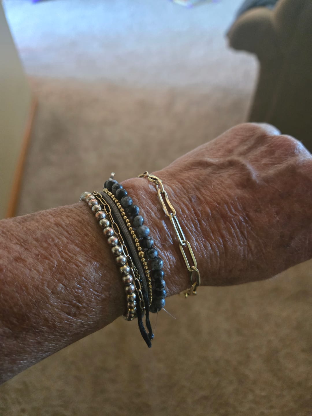 Customer photo review of Snowflake Obsidian Bracelet Mini