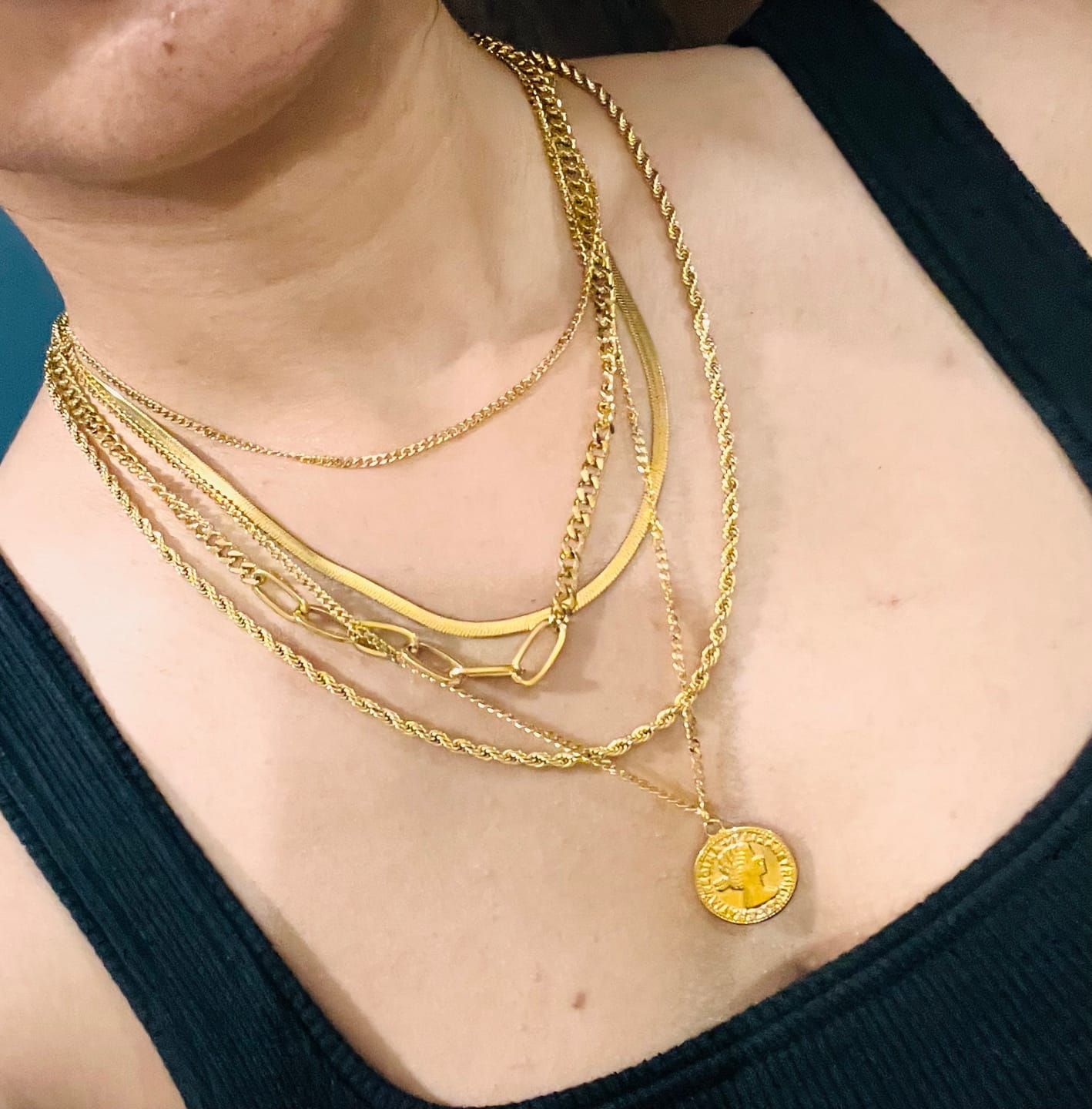 Customer photo review of Penny Elizabeth Three Layer Necklace