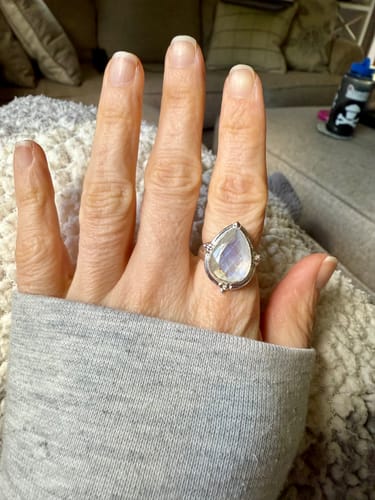 Customer photo review of Teardrop Faceted Moonstone Ring