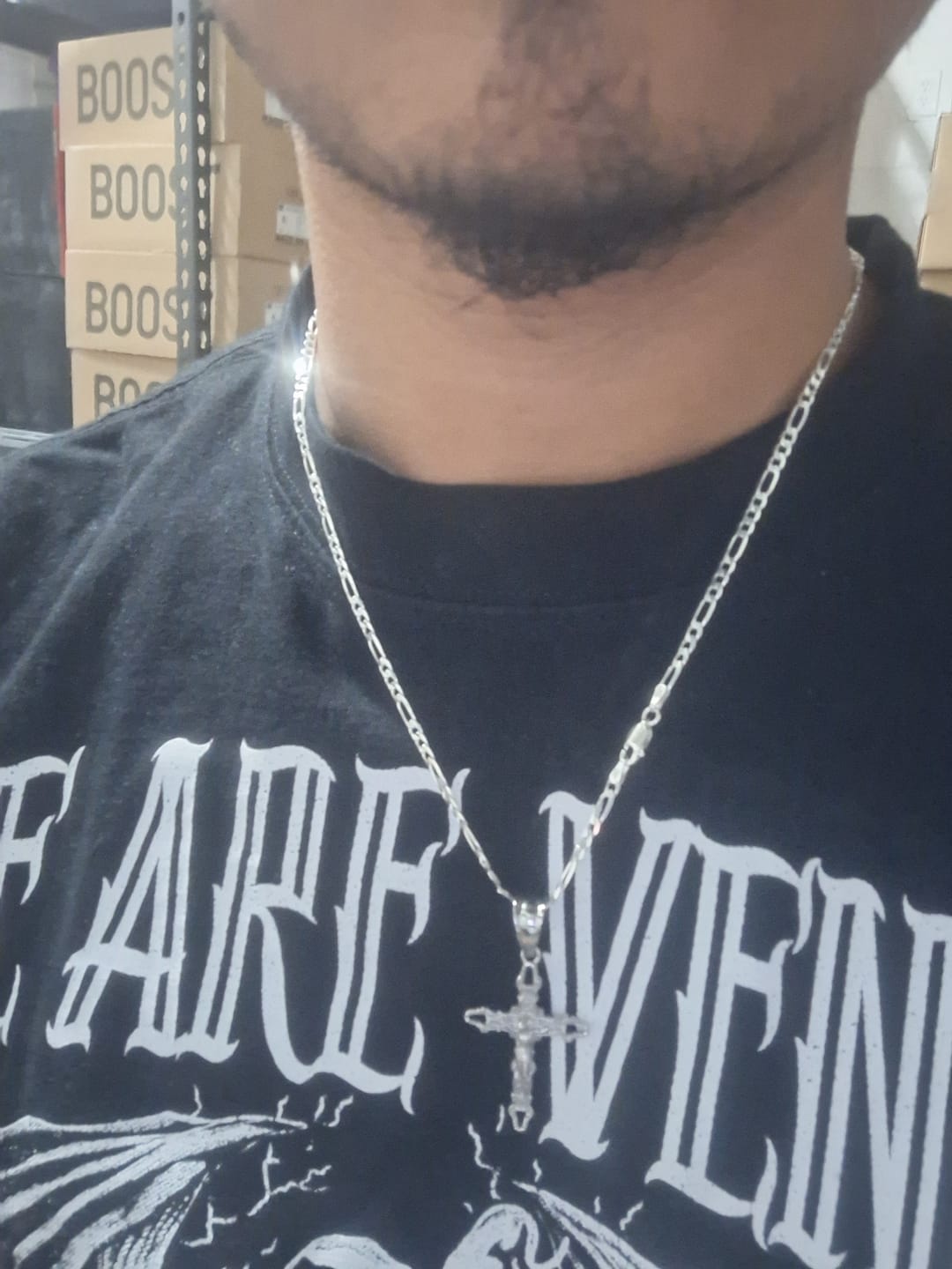 Customer photo review of 3MM STERLING SILVER FIGARO CHAIN