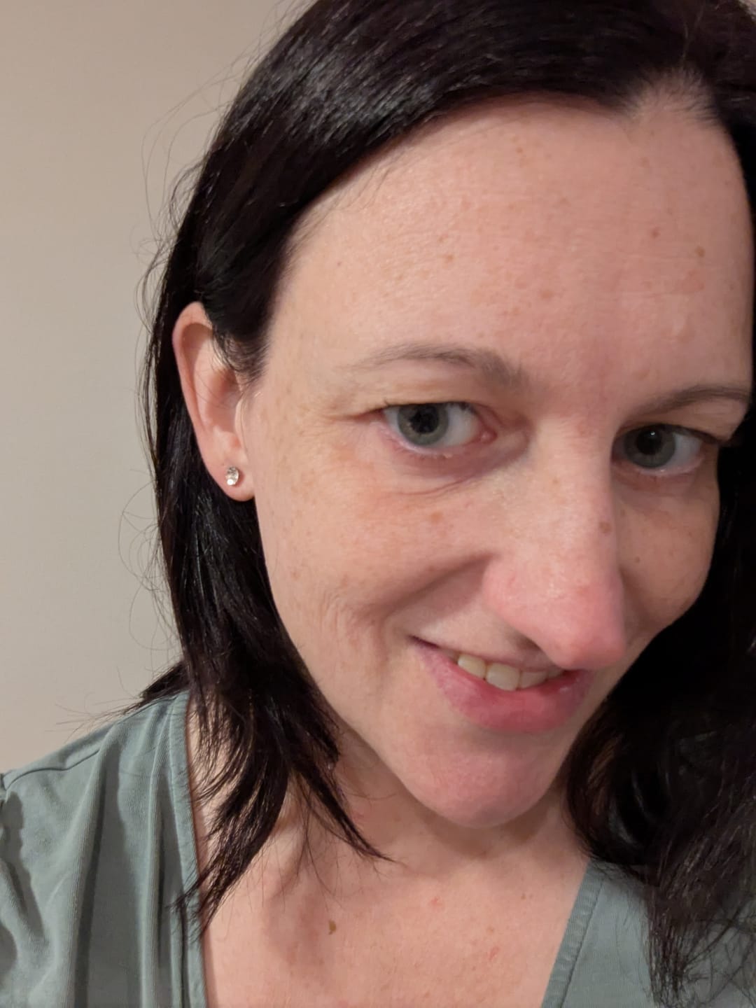 Customer photo review of Petite Faux Diamond Studs Hypoallergenic Earrings for Sensitive Ears Made with Plastic Posts