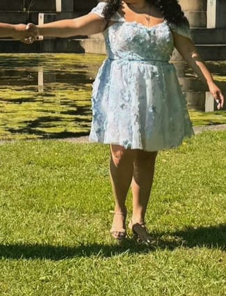 Customer photo review of Off the Shoulder Corset Butterfly Tulle Long Dress