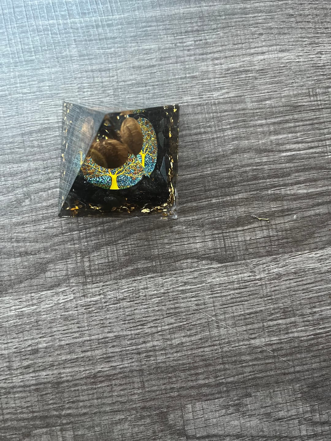 Customer photo review of Orgonite Tiger's Eye Obsidian Pyramid