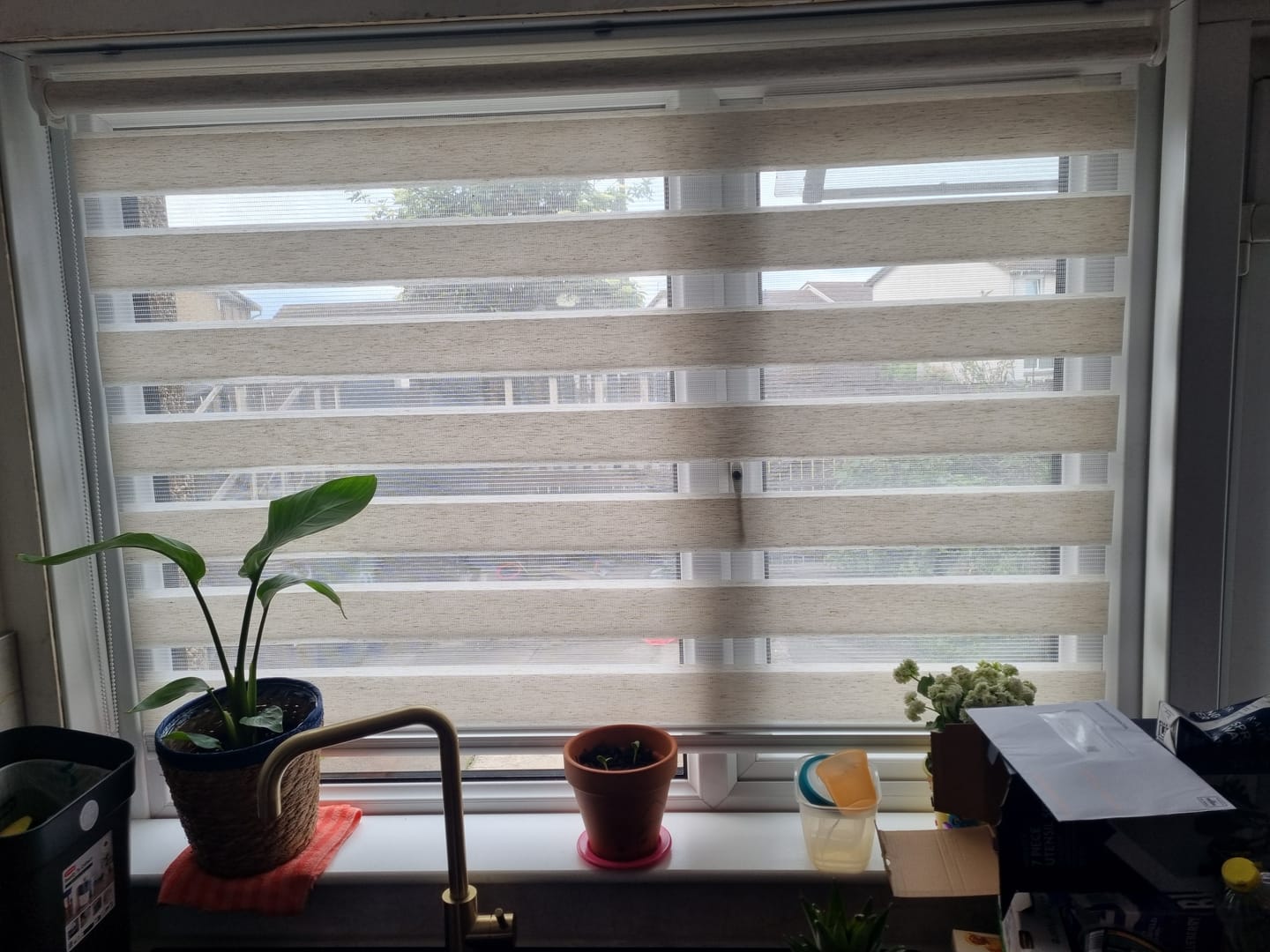 Customer photo review of Linen Winter White Day & Night Blinds