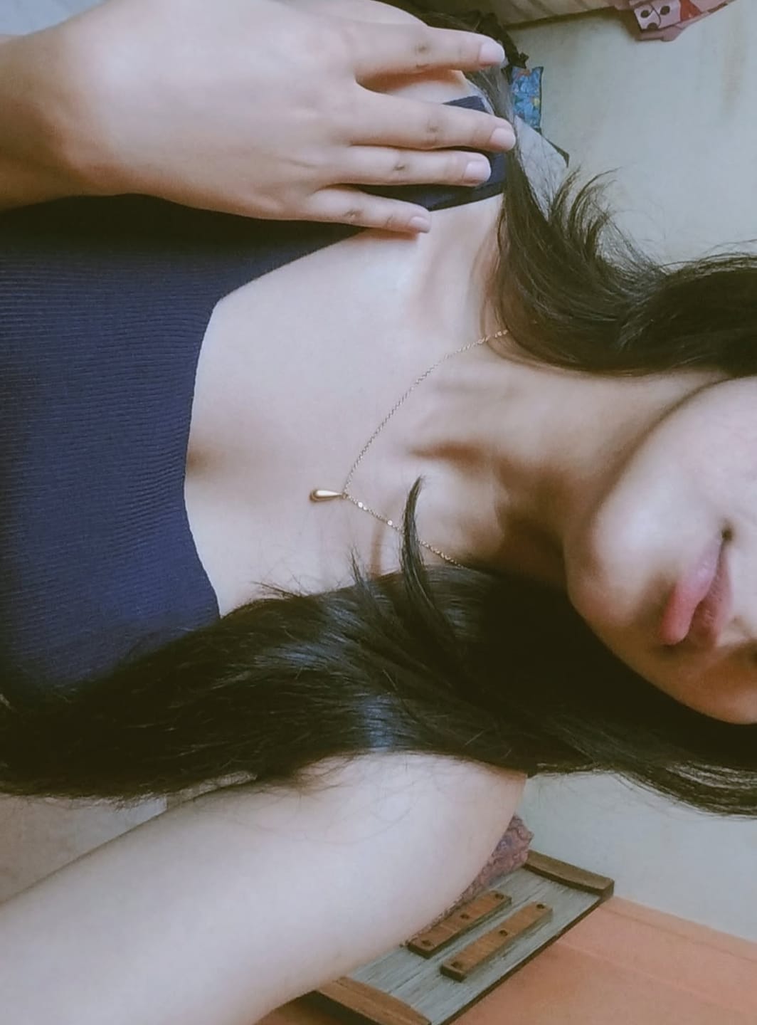 Customer photo review of Thin Drop Necklace